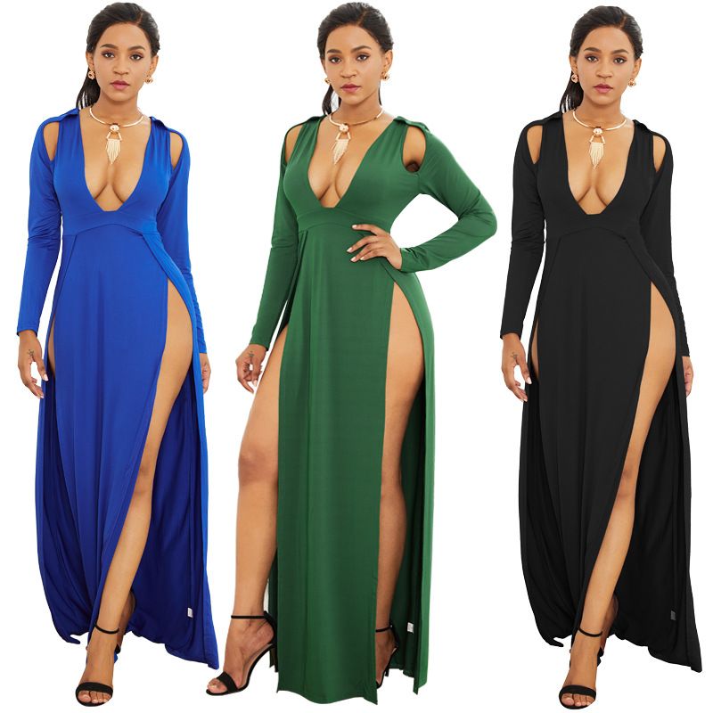 Sexy Cut Out Shoulder Dress Elegant Women Evening Dress Long