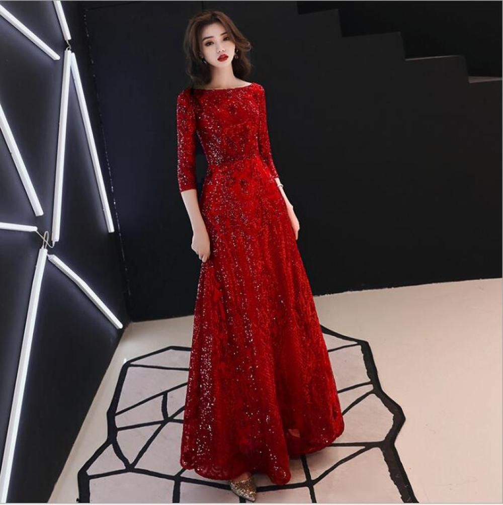 Compra Fiesta Chino Oriental De Manga Larga Vestido De Una Línea De La  Etapa De Vestir Mujer Mostrar Qipao Vestidos Elegantes Banquetes Barato |  Entrega Rápida Y Calidad | Es.Dhgate