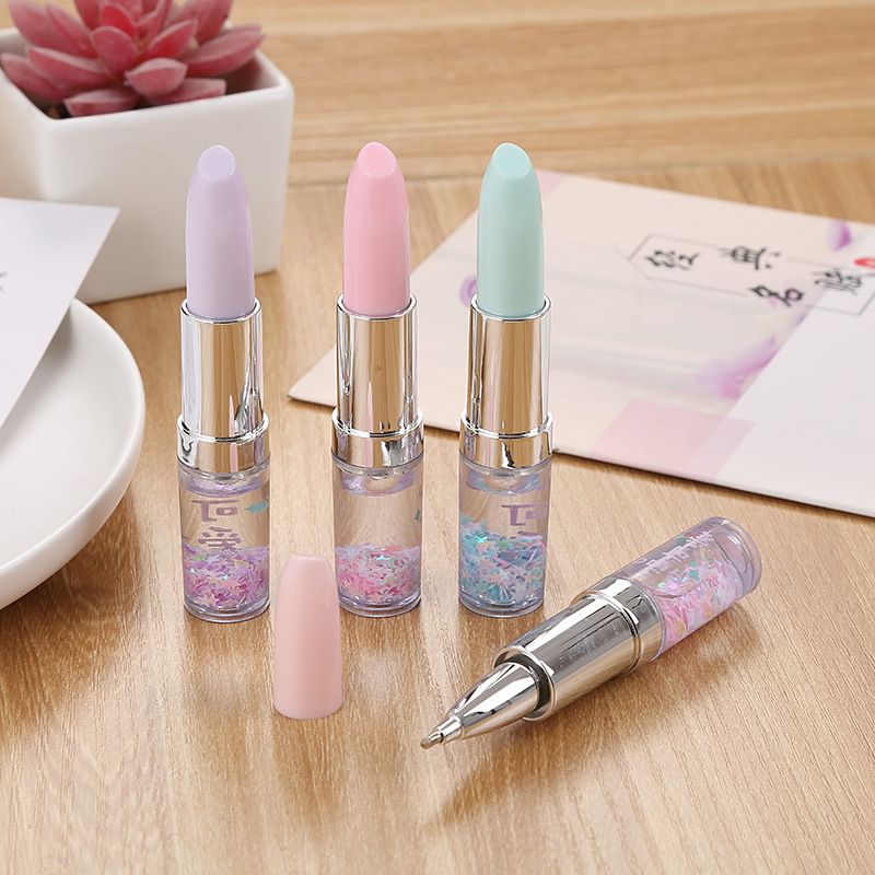 2021 Creative Pen Lipstick Shape Glitter Gel Pen Quicksand 0.5mm