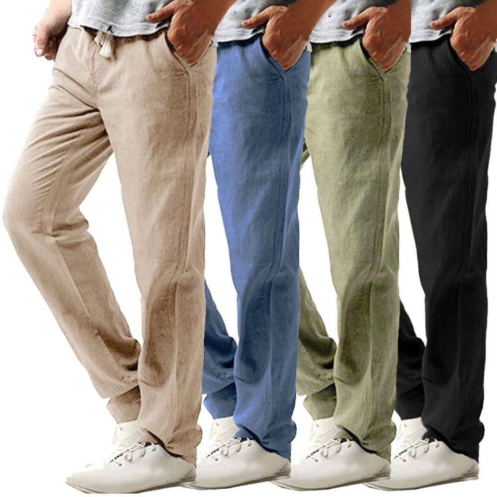 2020 Men Cargo Pants 2019 Summer Mens Casual Slim Strandhosen Linen ...