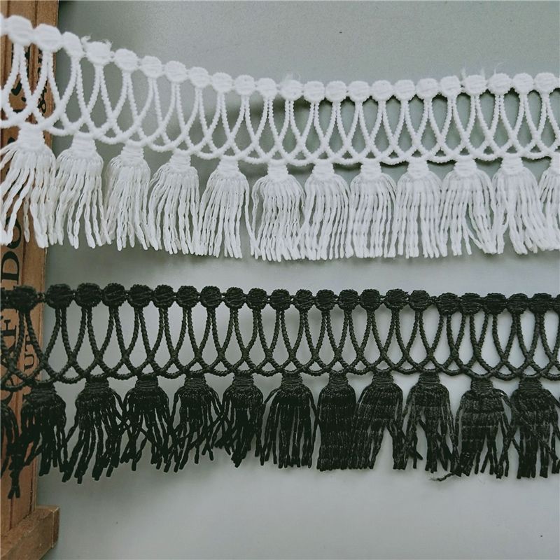 2 yard 23cm 9.05 wide blackwhite tassel fringe tapes lace trim ribbon b4gy3 free ship