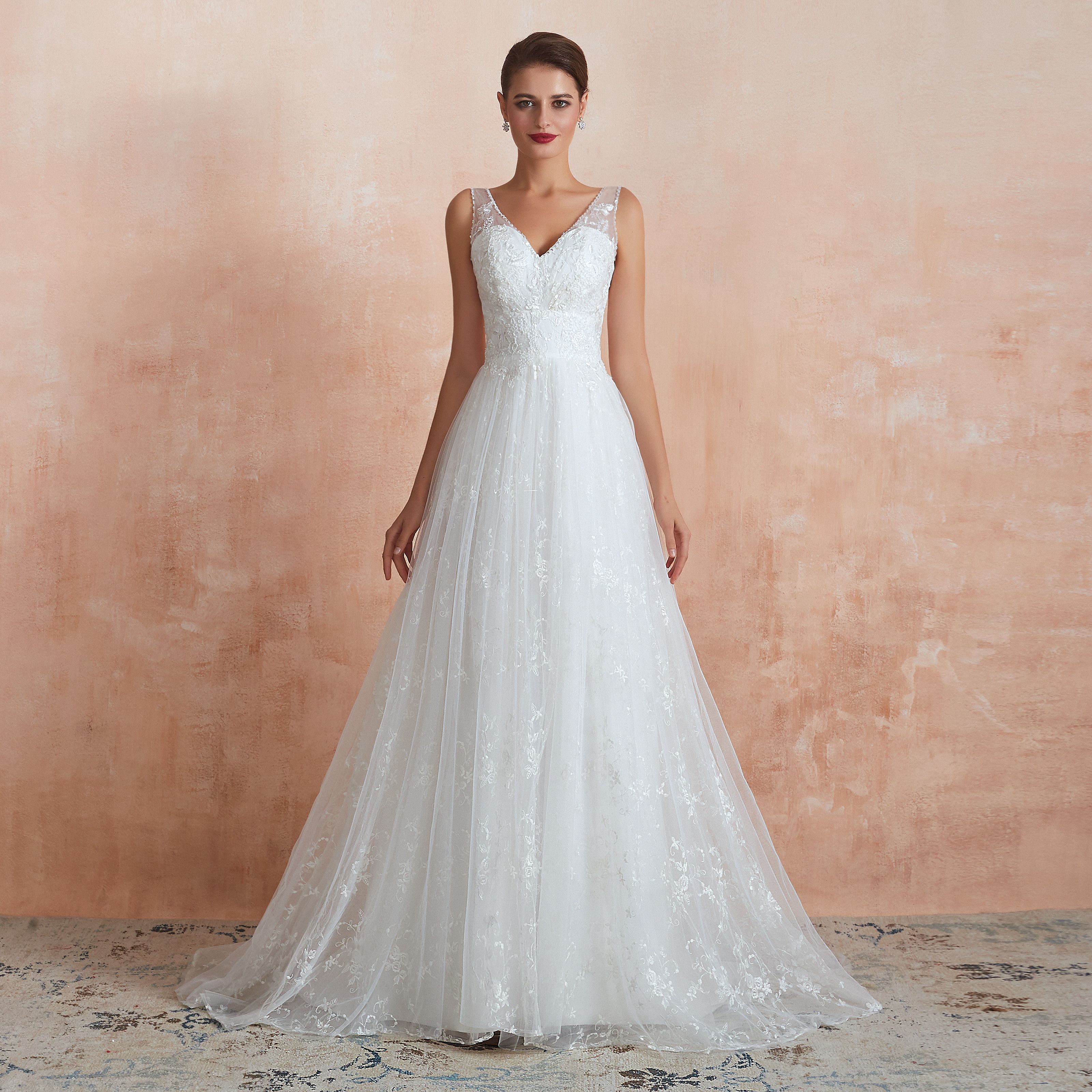 Discount 31370 Cheap Boho White Ivory Wedding Dresses 2019