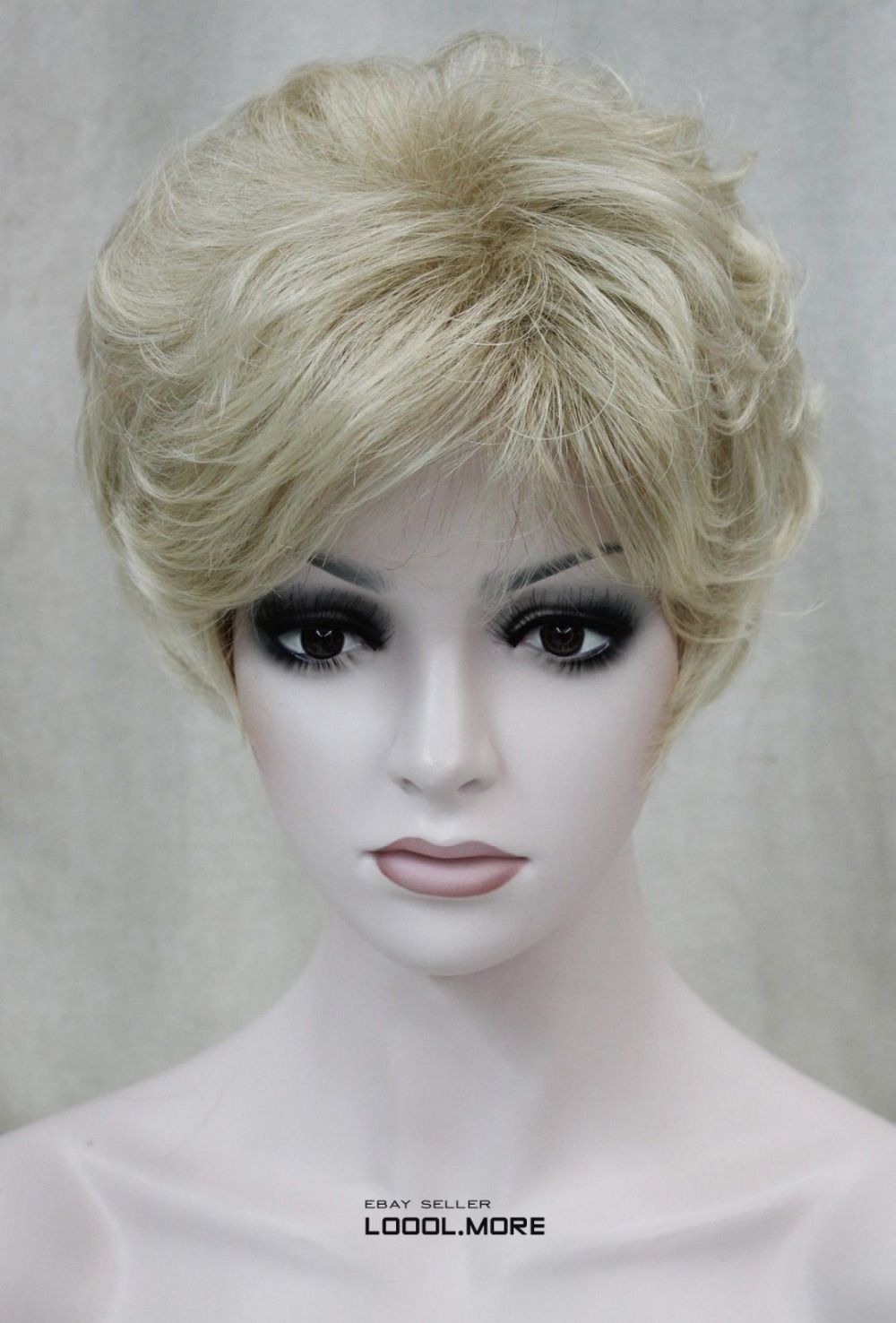 Blond Mixed Short Curly Women Ladies Natural Hivision Daily Full