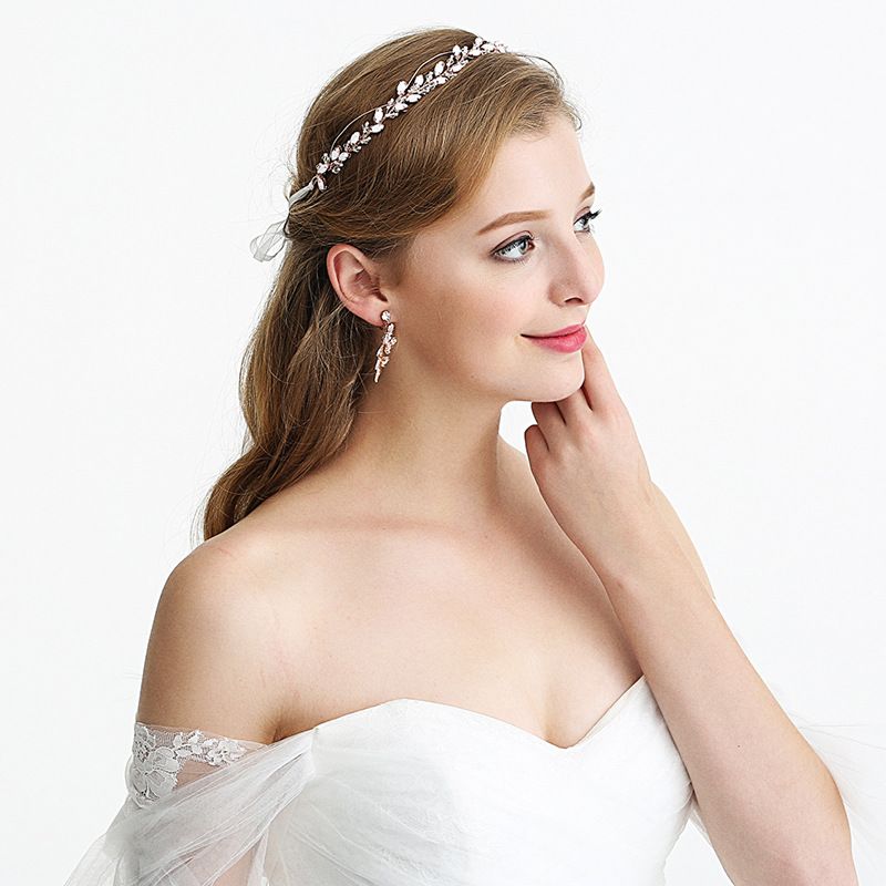 Good Quality Rose Gold Zinc Alloy Bridal Headpiece Tiara Wedding
