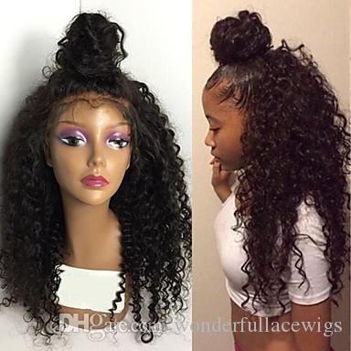 Synthetic Lace Front Wig Kinky Curly Layered Haircut For Black Women African American Wig Natural Hairline High Quality Nature Black Hair Piece