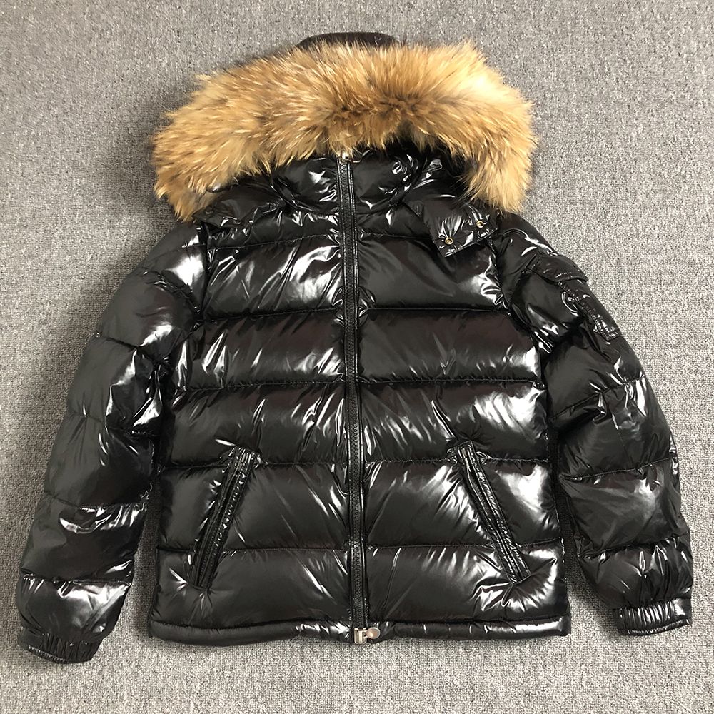 Raccoon Fur Coat Zipper Black Winter 