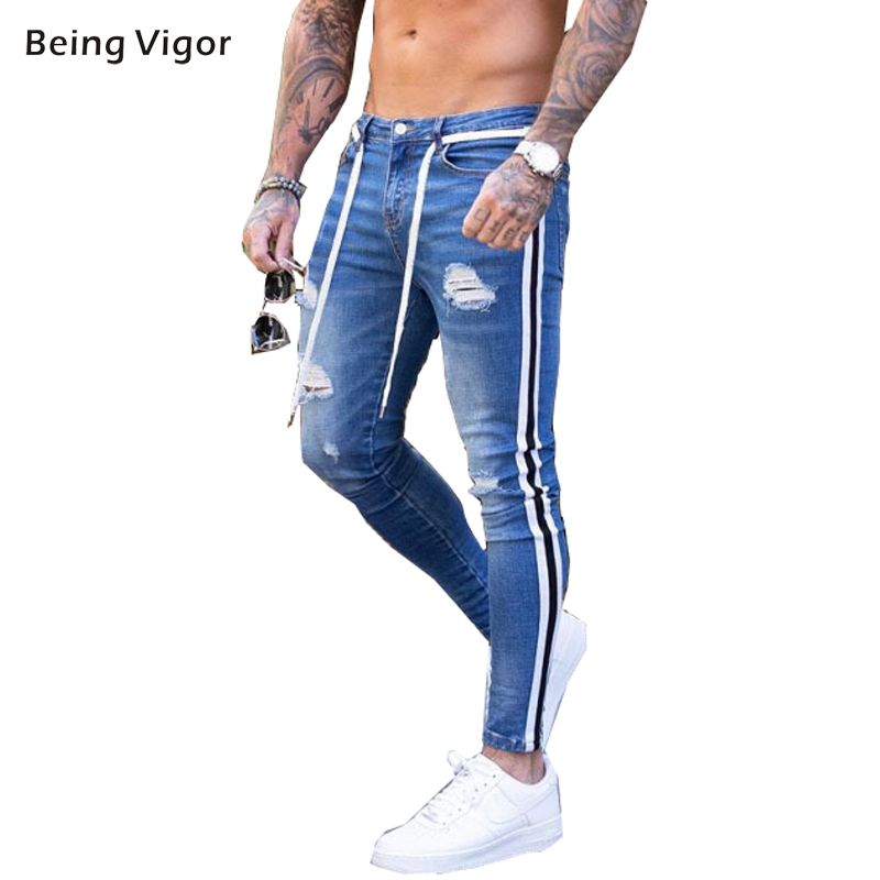 mens skinny stretch ripped jeans