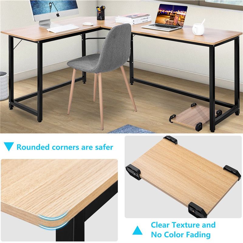 Computer Desk PC Table Home Office Furniture Workstation With Locks in Walnut