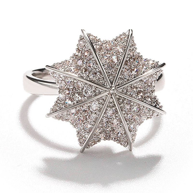 Moda Euramerican Forma de Paraguas Anillo Chapado En Oro Joyería Personalidad Mujeres únicas Anillos Pave