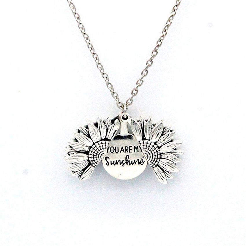 YYWHappyGo You are My Sunshine Sunflower Pendant Necklace Women Open Locket with Gift Card