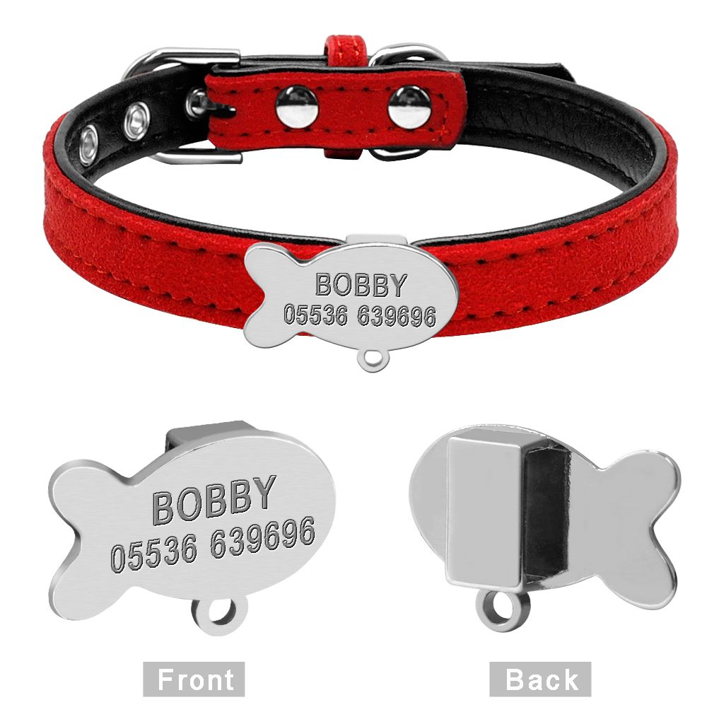 Collar de Perro Personalizado Cuero Estilo Gato Grabada Personalizada Cualquier Nombre Lindo Perro ID Collar de Perro Personalizado Cuero Estilo Gato Grabada Personalizada Cualquier Nombre Lindo Perro ID