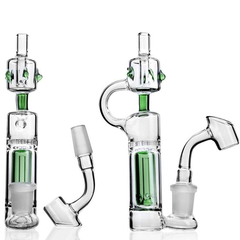 2020 New Hookah 6 Inch Green Small Transparent Glass Hookah Pipe Hookah With A Width Of 14mm