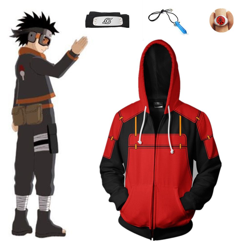 Naruto0 Hokage Ninjia Cosplay Costume Hooded Sweatshirts Zipper Coat Jacket
