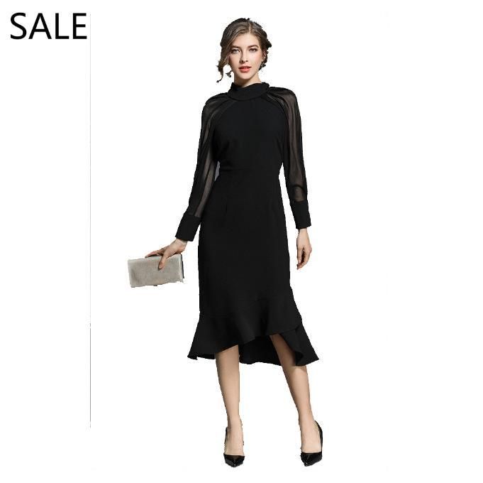 midi evening dress with sleeves