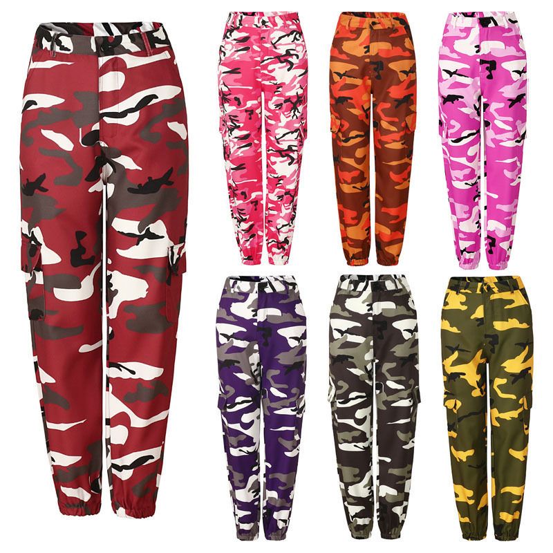 high waisted camo cargo pants