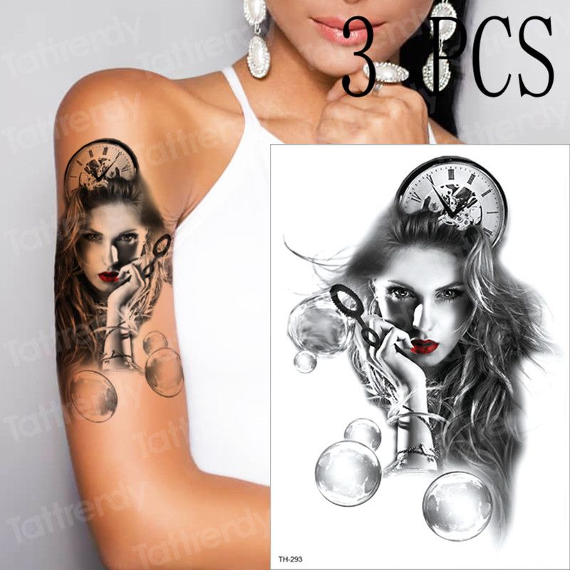 Acquista Maschera Ragazza Orologio Da Polso Donna Spalla Tatuaggio Geisha Halloween Tatuaggi Temporanei Adesivo Joker In Bianco E Nero Deisigns A