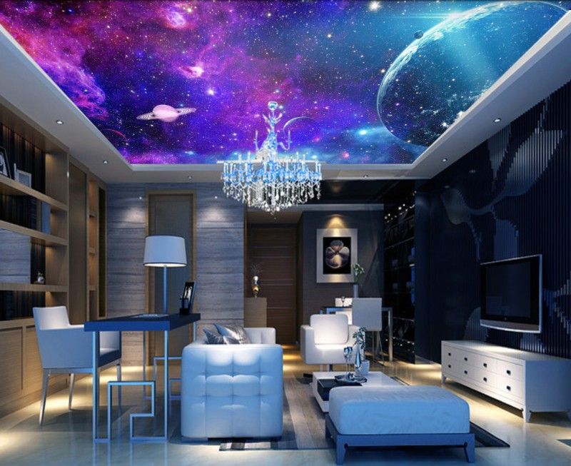 Custom Any Size Photo Fantasy Colorful Galaxy Starry Room Ceiling