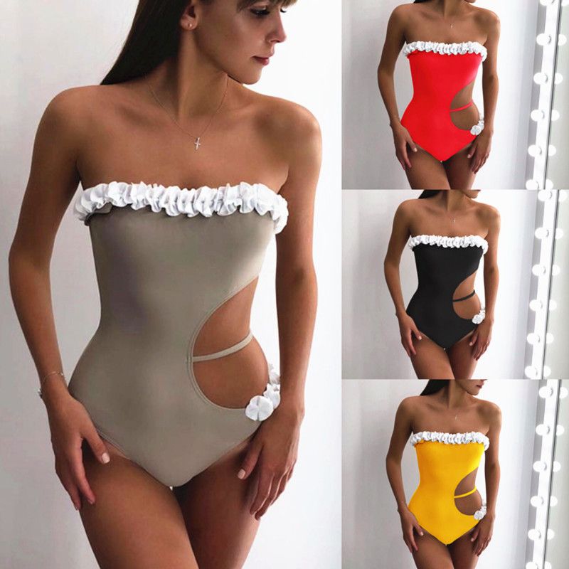 women's one piece ruffle bathing suit