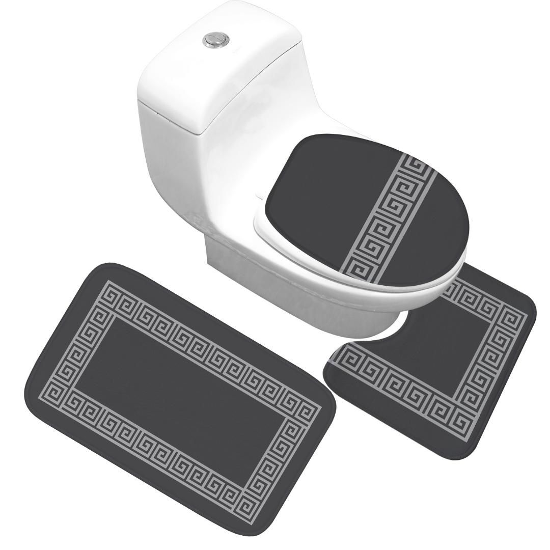 Pack Uso Domestico Set coprivaso Assorbente Antiscivolo e Tappetino Tappetini per Il Bagno kemanner 3Pcs