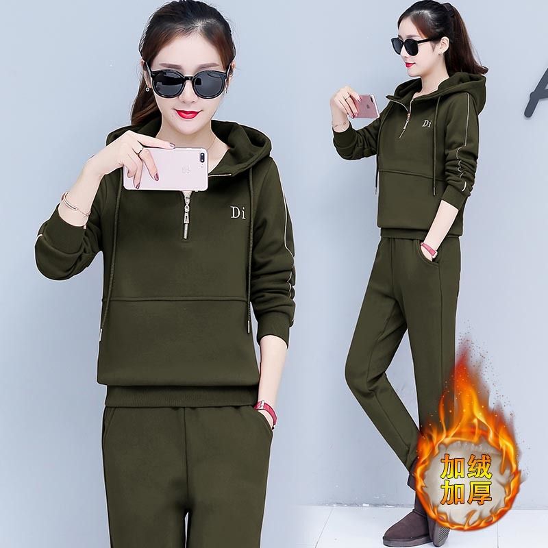 khaki green tracksuit womens