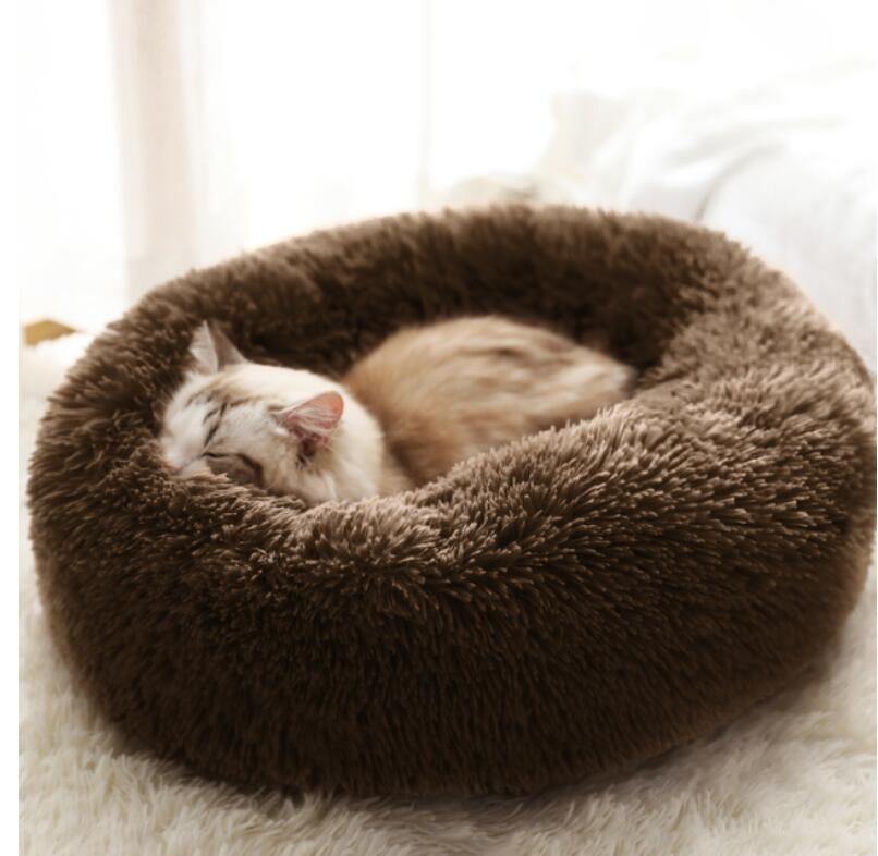 XL 80cm Long Plush Super Soft Pet Bed Kennel Dog Round Cat Winter Warm