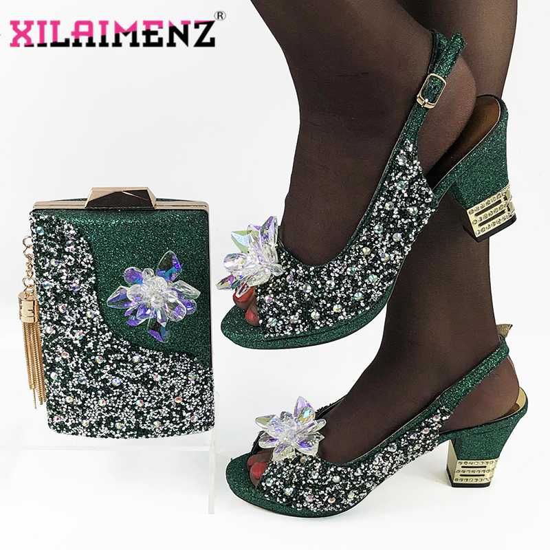 dark green shoes and matching bag