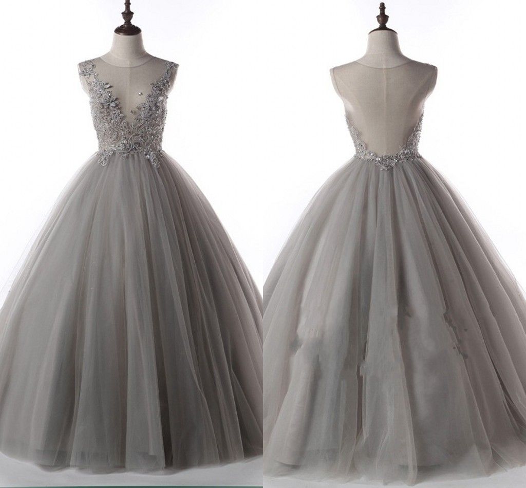 grey ball gown