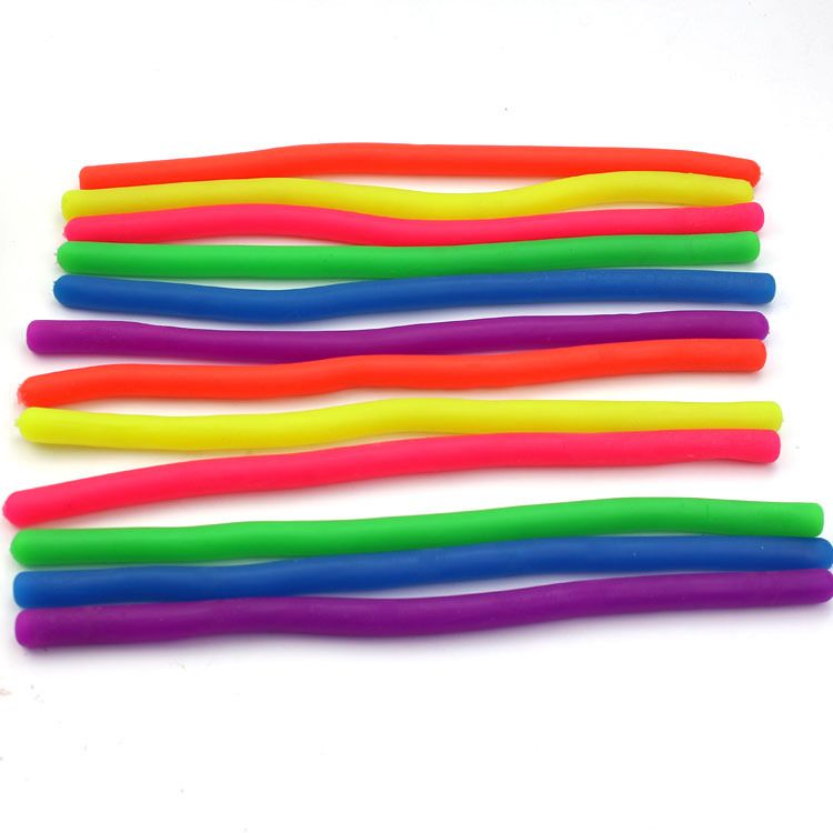 Stretchy Noodle String Neon Kids Childrens Fidget Sensory Toy Relief 