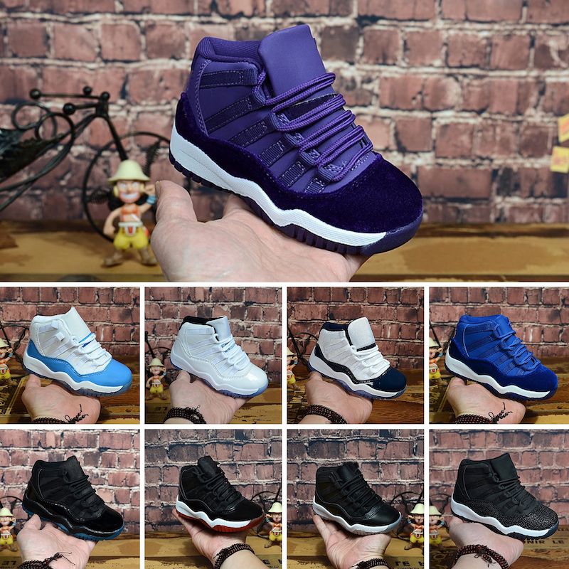 Nike Air Jordan 11 Zapatillas de baloncesto para niños pequeños 11s retro j11 Gris Azul