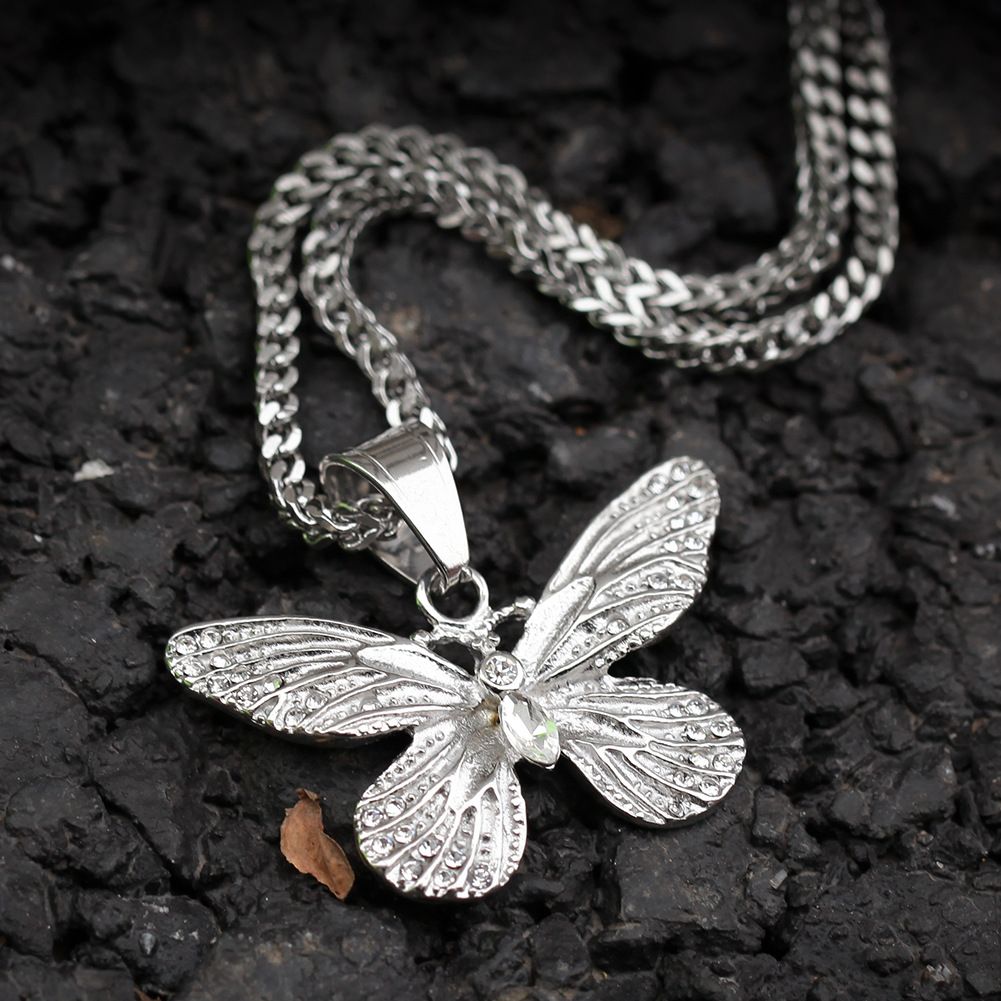 Stainless Steel Diamond Butterfly 