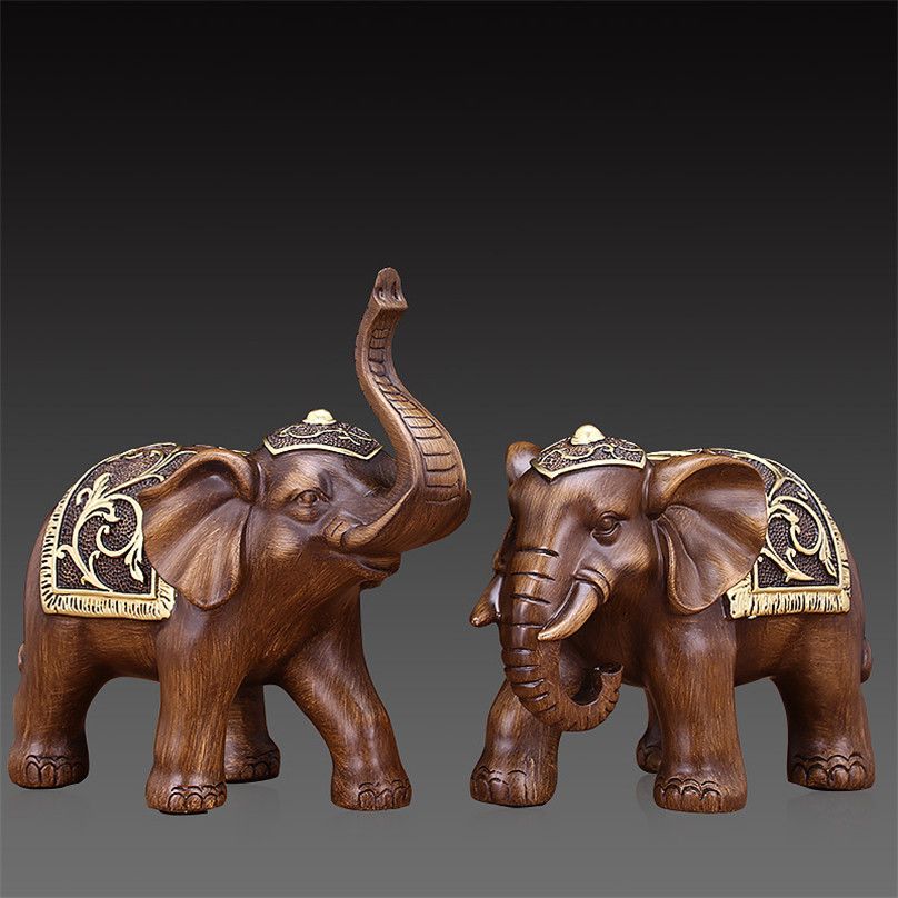 Company Shop Office Desk Decor A Pair Of Elephant Statue Figurines