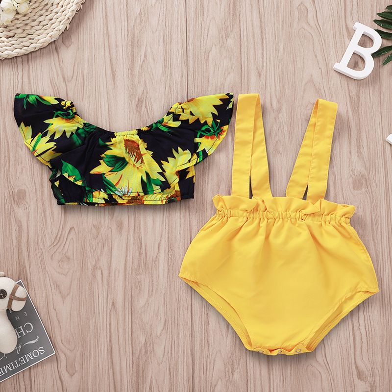 Compre Girassol Bebê Menina Roupas Set Recém Nascidos Criança Verão Colete Tops Amarelo Shorts Outfit Para 3 18 M De Us_baby, $87,14 | Pt.Dhgate.Com