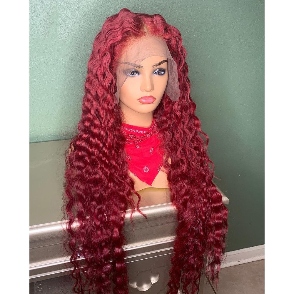 Fashion 180 Density Burgundy Long Kinky Curly Hair Heat Resistant