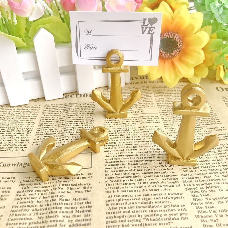 Golden Nautical Resin Anchor Place Card Holders Table ...