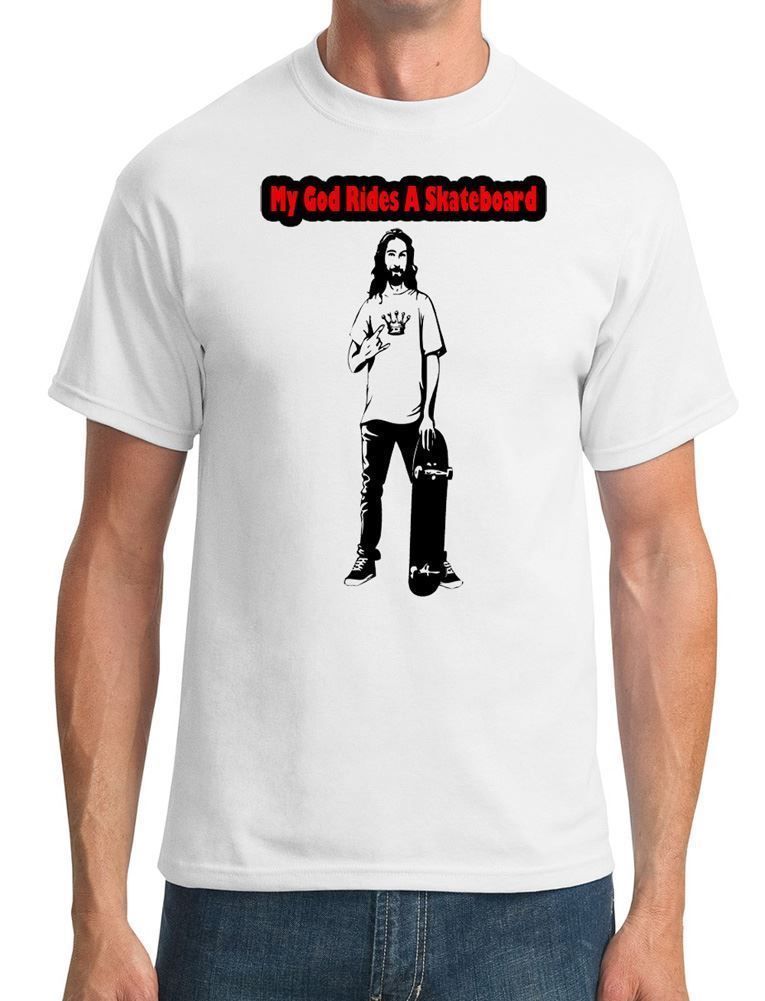 My God Rides A Skateboard Skater Jesus Mens T-Shirt
