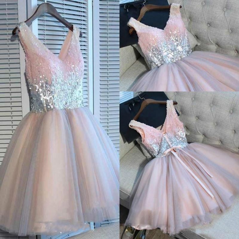Compra Vestidos De Cascoming De Color Rosa Corto De Lentejuelas Brillantes  Juniors Dulces 15 Vestidos De Graduación De Los Vestidos De Cóctel Más  Tamaño Barato | Entrega Rápida Y Calidad | Es.Dhgate