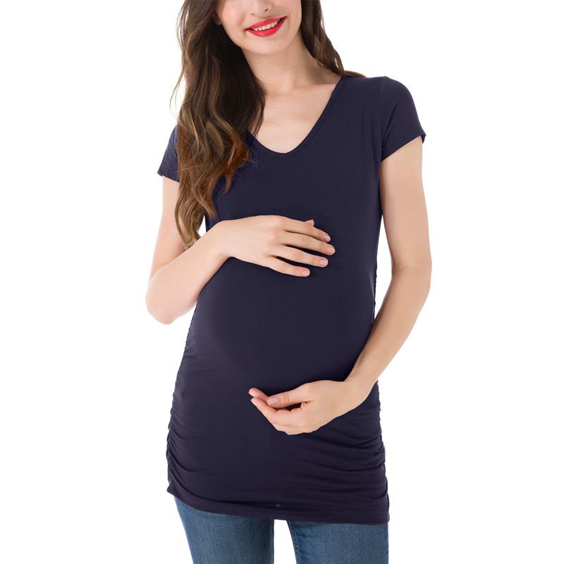 Compra Camisetas Para Mujeres Embarazadas Camisetas De Manga Corta Cuello  En V Lactancia Materna Raya Sólida Pliegue Longitud Regular Fibra De  Celulosa Regenerada 23 Barato | Entrega Rápida Y Calidad | Es.Dhgate