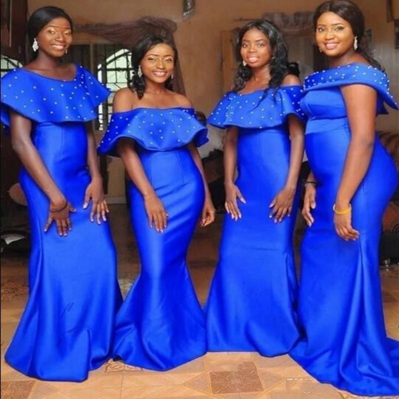 bright blue bridesmaid dresses