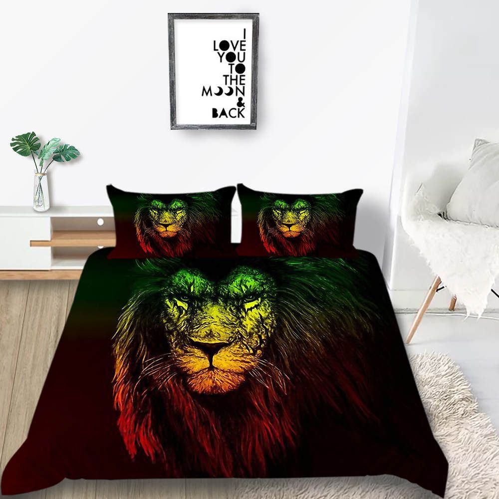 Satin Al Yastik Kilifi Ile Boy Gizemli Serin Renkli Nevresim Siyah Kral Kralice Ikiz Tam Tek Kisilik Yatak Ortusu Icin Lion Bas Yatak Seti Tl169 70 Tr Dhgate Com