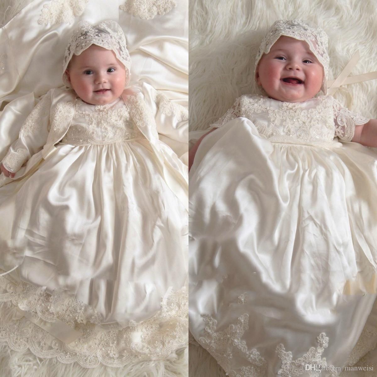 Acquistare Vintage New 2019 Abiti Da Battesimo A Maniche Lunghe 2019  Neonate Pizzo Appliqued Pearls Battesm Abiti Con Bonnet First Communication  Dress Economico | Consegna Veloce E Qualità | DHgate Italy