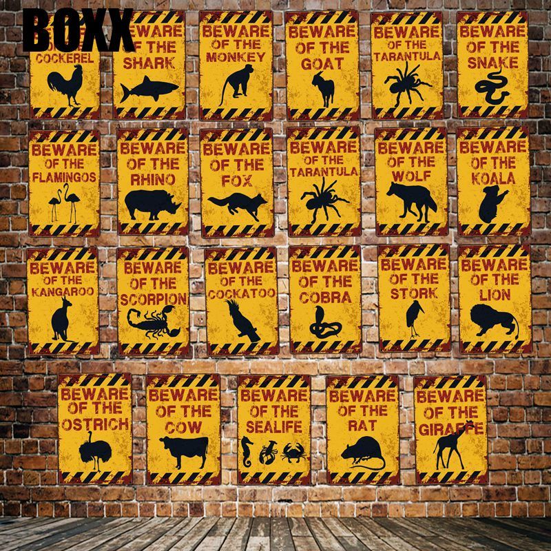 2020 Baware Animals Shark Fox Lion Rat Cow Metal Sign Wall