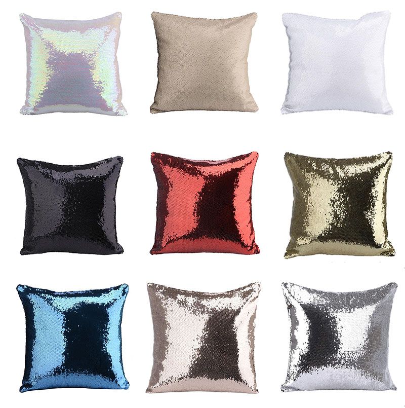 Magic Swipe Pillow Case Cushion Cover Heart Shape Sublimation Reversible Sequin 