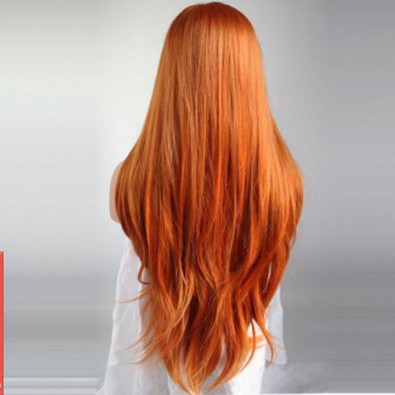 Mhazel 26in 150 Density Orange Hair Color Synthetic Front Lace Wig