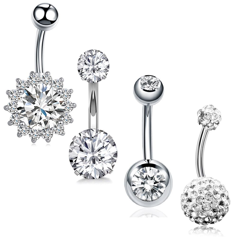 4pcs/Set Stainless Steel Belly Button Rings Fashion Body Piercing Jewelry 4pcs/Set Stainless Steel Belly Button Rings Fashion Body Piercing Jewelry