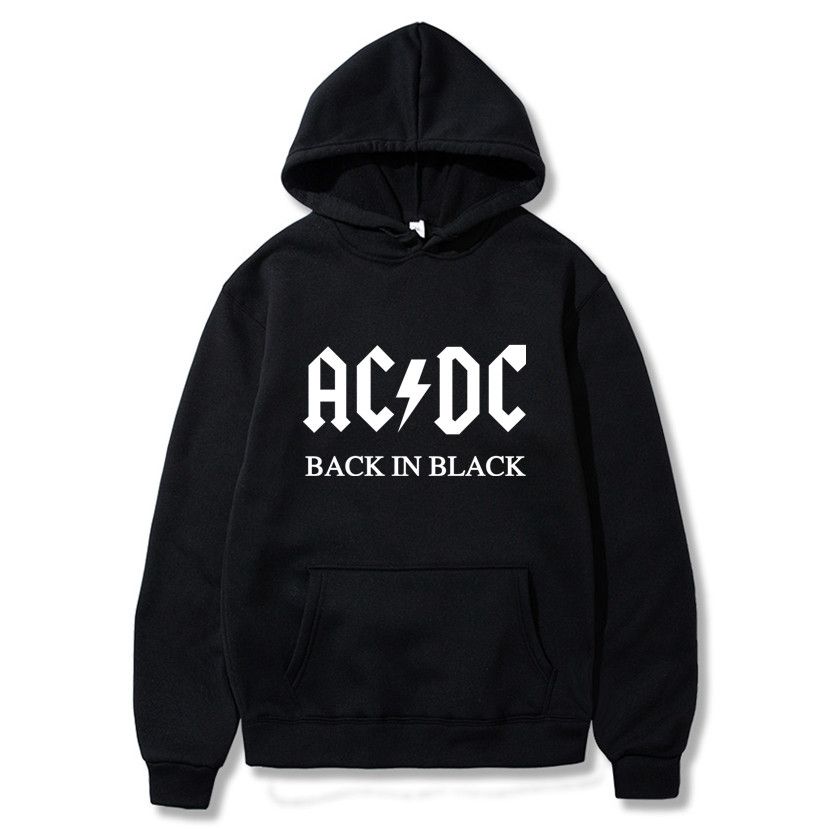 Sudadera con AC DC Hombres Hip Hop Rock Band In Black Sudaderas Hombre