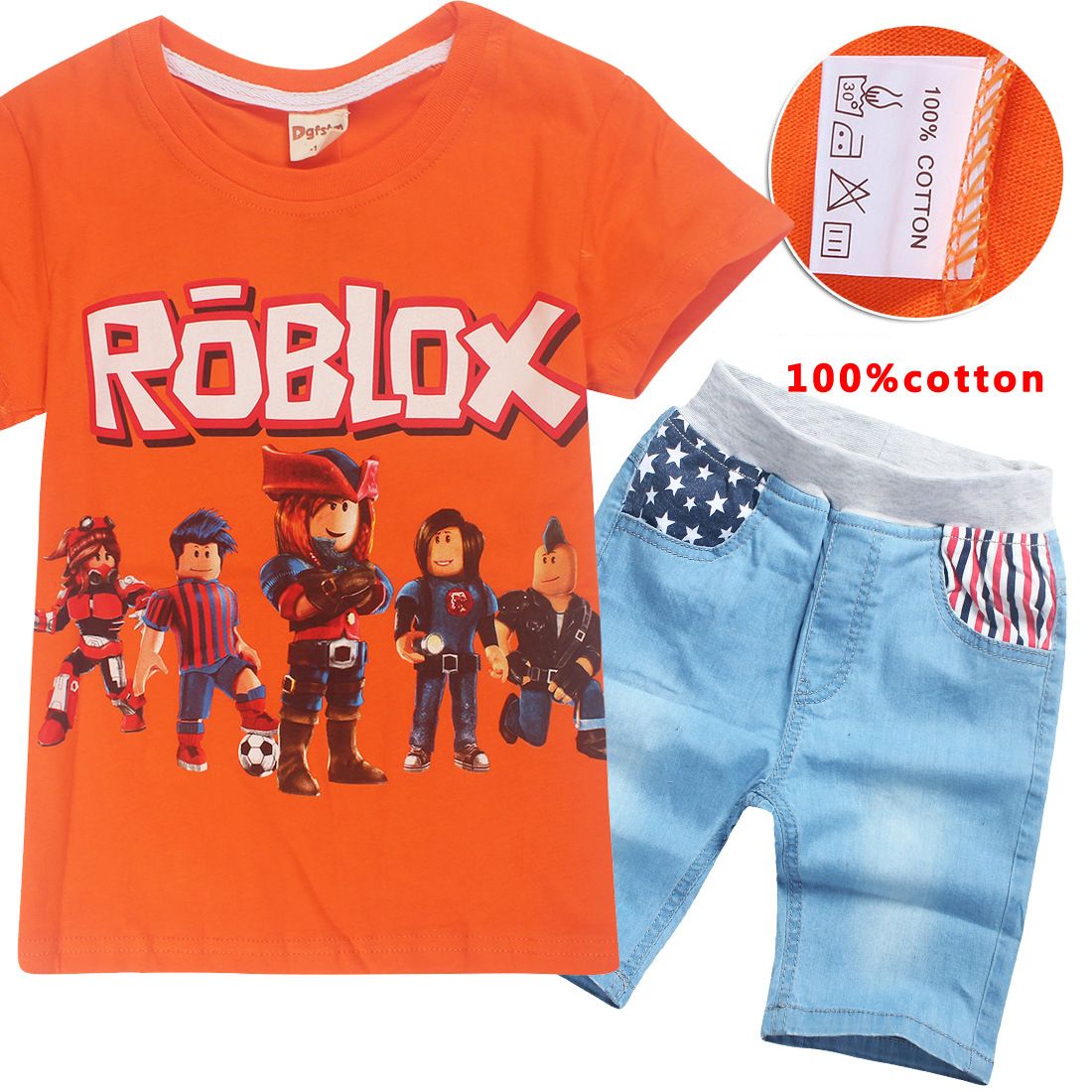 2020 Cotton 6 14 Years Boys Summer Dress Jeans Set Roblox