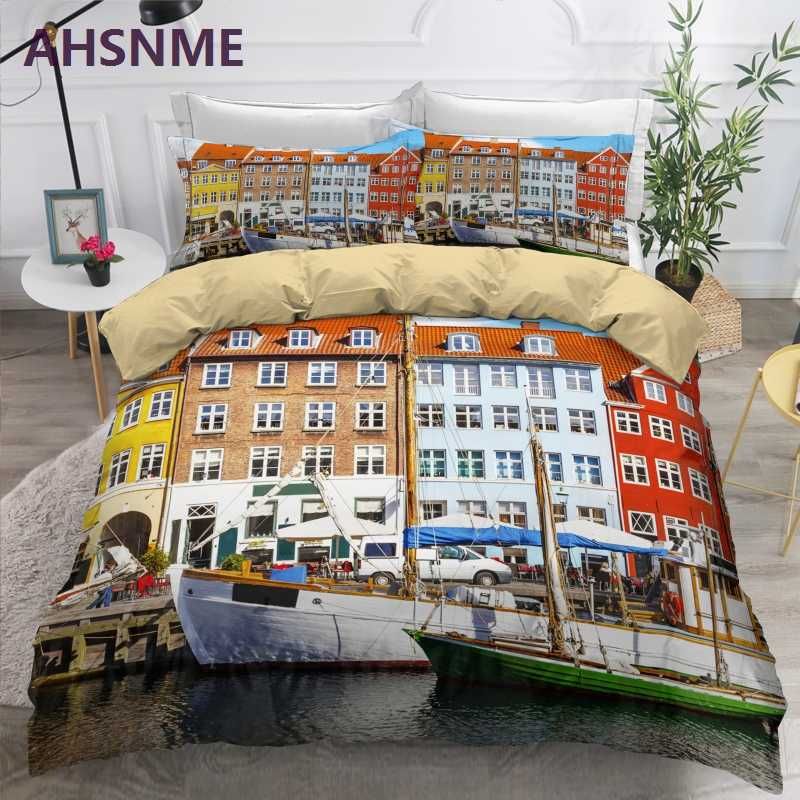 Ahsnme Denmark Printed Bedding Set Quilt Cover Duvet Cover