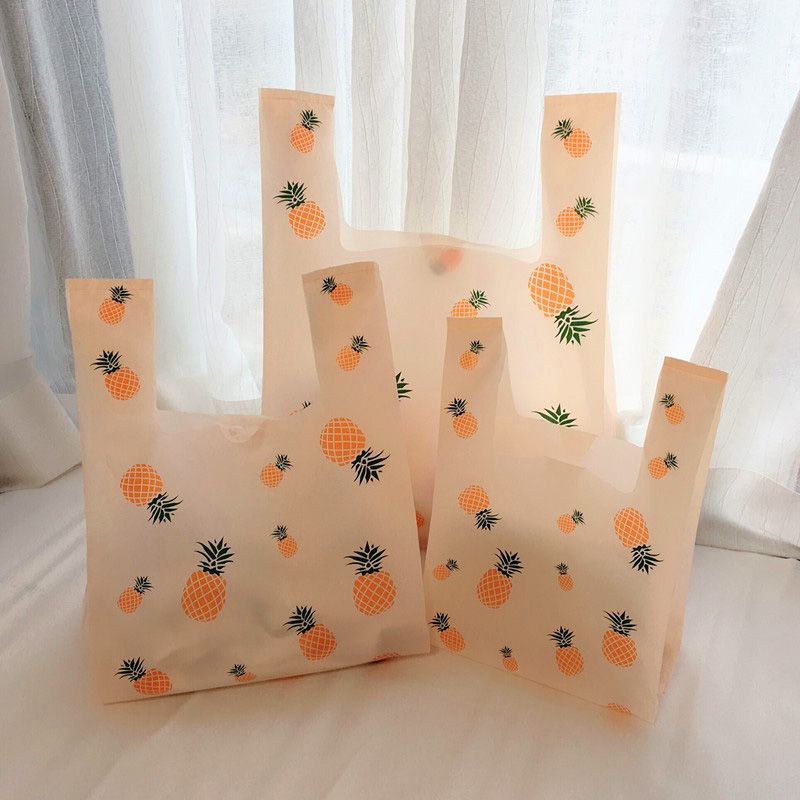 2020 Cute Pineapple Plastic Bag Light Orange Plastic Gift Bag Birthday