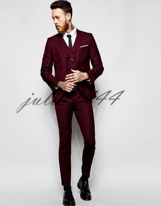 Compra Últimos Abrigos Pantalones Diseños Vino Tinto Traje Para Hombre 2019  Prom Tuxedo Slim Fit 3 Piezas Estilo De Novio Hombres Trajes Blazer  Personalizado Terno Barato | Entrega Rápida Y Calidad | Es.Dhgate