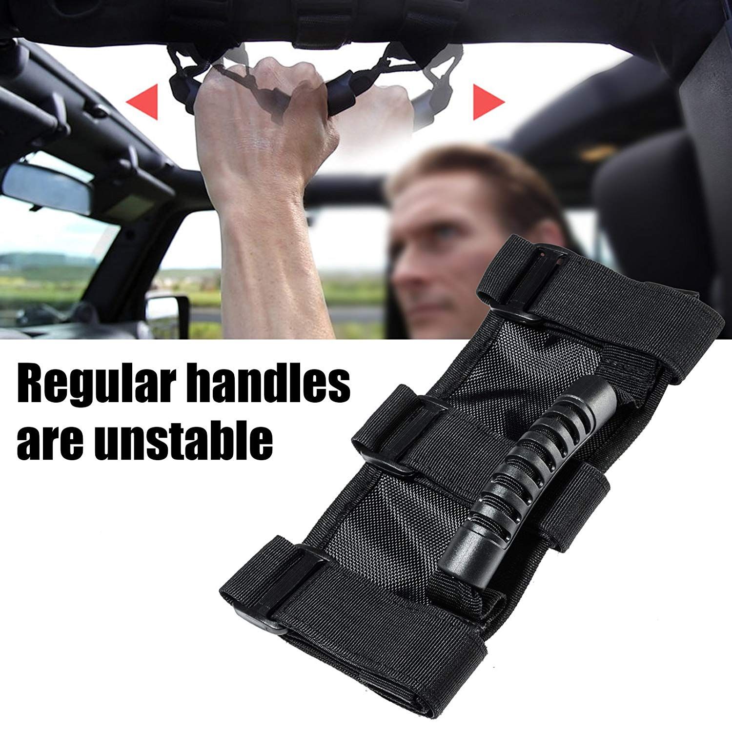 Black Roll Bar Grab Handles Grip Handle Jeep Wrangler Handles for Jeep Wrangler Sports Sahara Freedom Rubicon Unlimited 1995-2018 YJ TJ JK JKU JL JLU